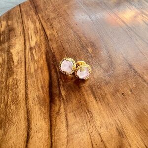 Tory Burch Gold Logo Pink Pink Cristal Earrings